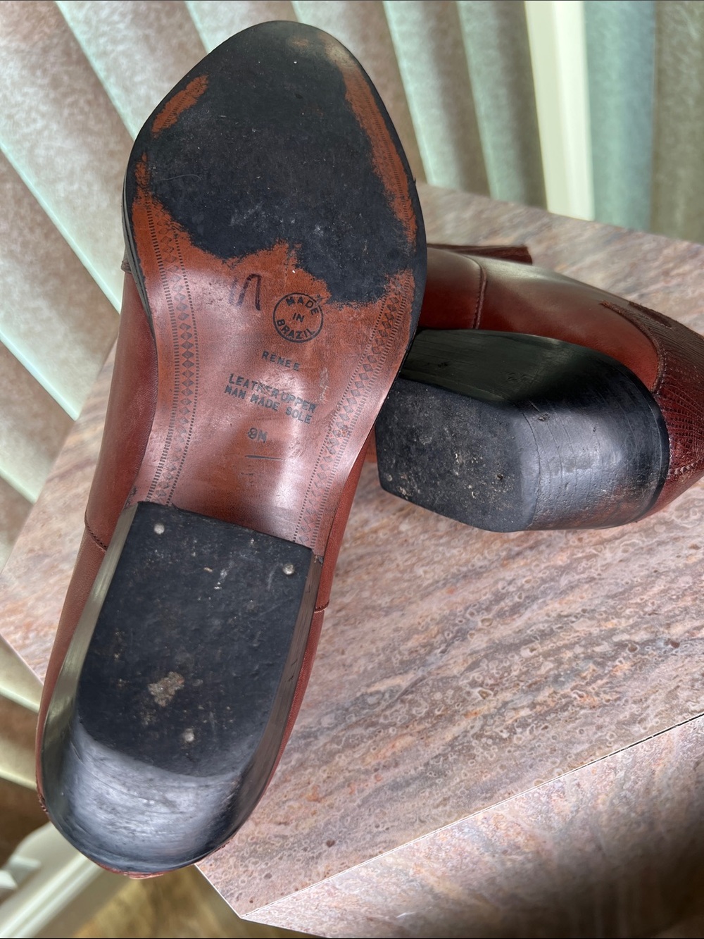 Hunt Club Vintage Brown Leather Western Slip-On Dress Shoes S-9M - Picture 4 of 9